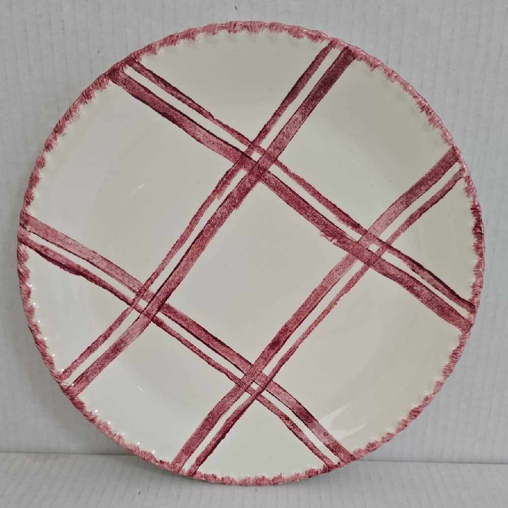 Vintage Handpainted 10 1/4 Inch Blue Ridge / Southern Pottery Red Plaid Plate